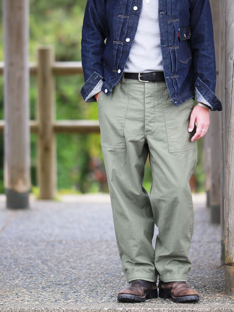 TCB jeans TCBジーンズ TCB 50's BAKER PT ベイカーパンツ オリーブ ...