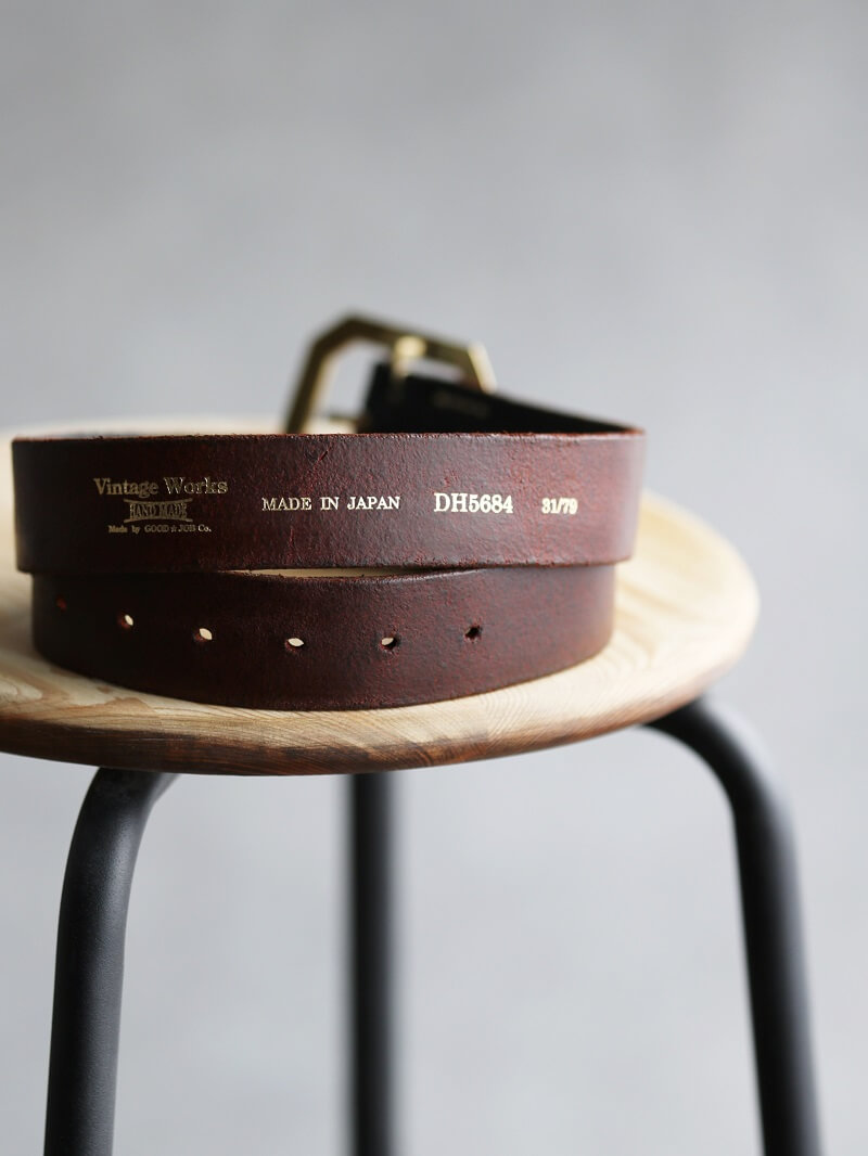 Vintage Works ヴィンテージワークス Leather belt 5Hole レザーベルト 5ホール 茶芯 DH684