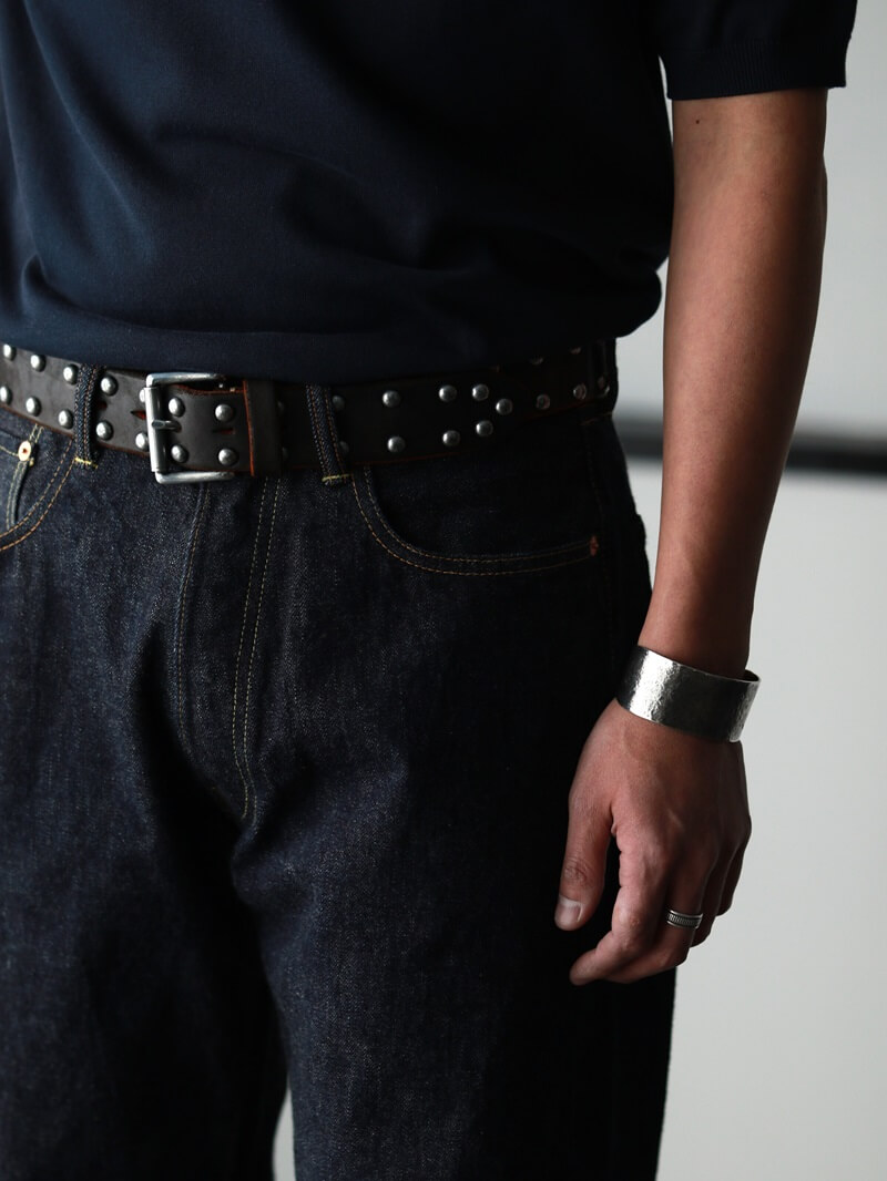 Vintage Works ヴィンテージワークス Leather belt 5Hole Made in USA studs レザースタッズベルト 5ホール 茶芯 DH5550