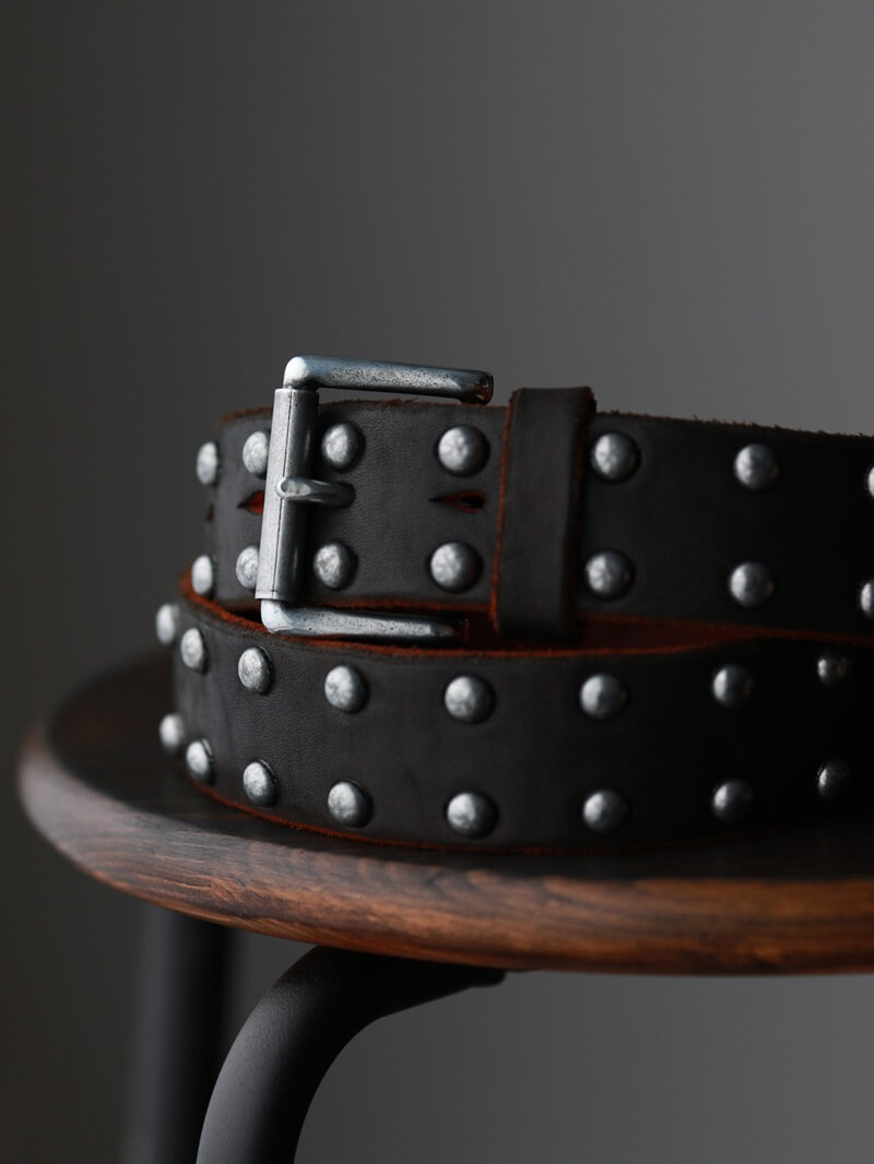 Vintage Works ヴィンテージワークス Leather belt 5Hole Made in USA studs レザースタッズベルト 5ホール 茶芯 DH5550