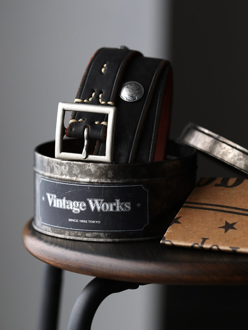 Vintage Works ヴィンテージワークス Leather belt 7Hole レザーベルト 7ホール コンチョ 茶芯 DH5727 CH-1