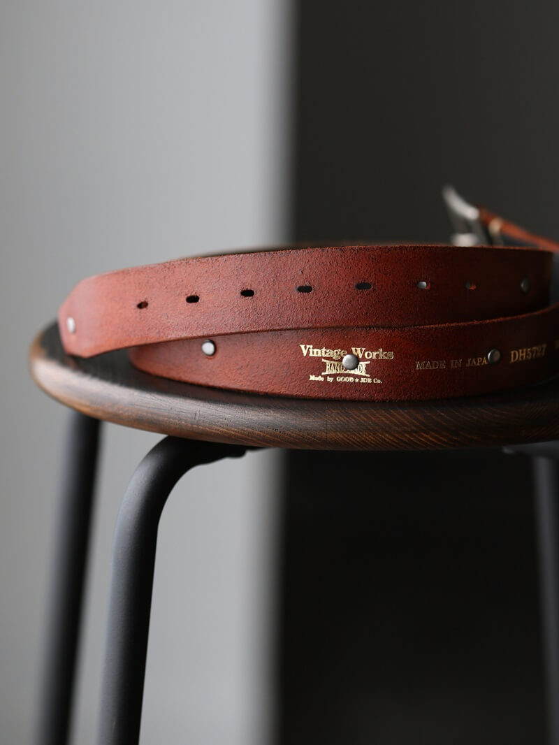 Vintage Works ヴィンテージワークス Leather belt 7Hole レザーベルト 7ホール コンチョ 茶芯 DH5727 CH-1