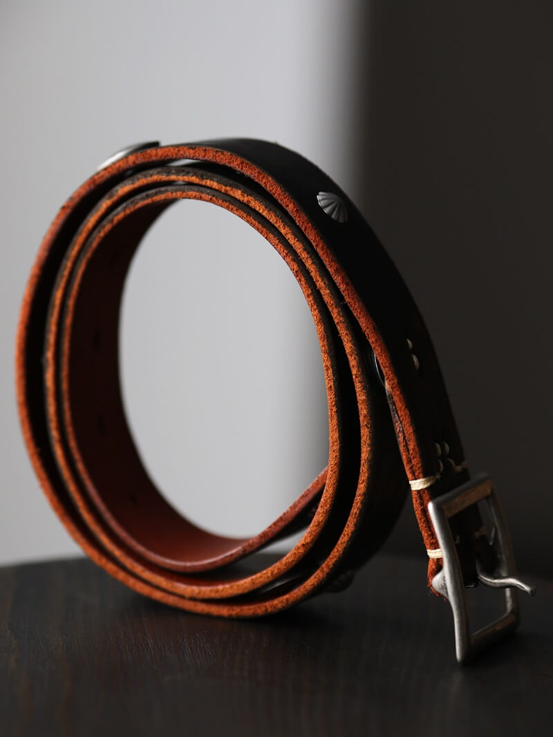 Vintage Works ヴィンテージワークス Leather belt 7Hole レザーベルト 7ホール コンチョ 茶芯 DH5727 CH-1