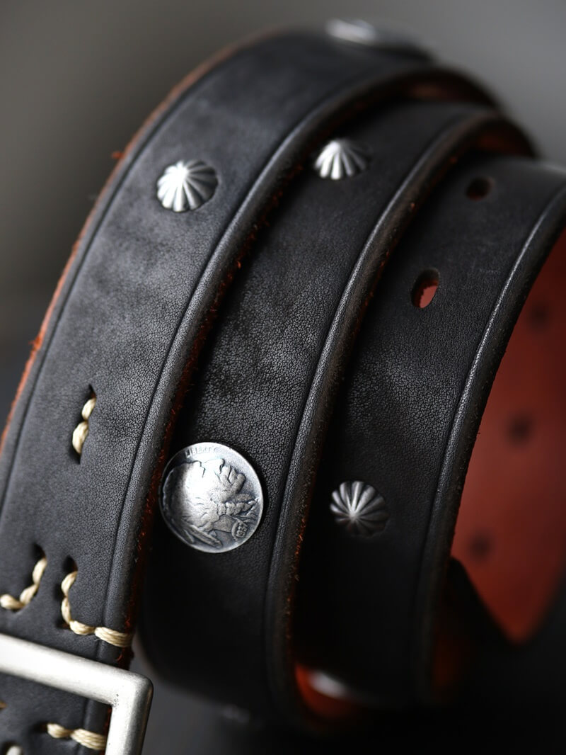 Vintage Works ヴィンテージワークス Leather belt 7Hole レザーベルト 7ホール コンチョ 茶芯 DH5727 CH-1