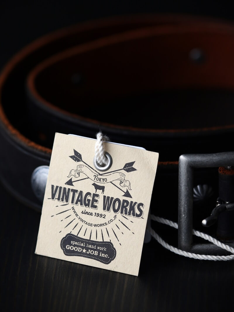 Vintage Works ヴィンテージワークス Leather belt 7Hole レザーベルト 7ホール コンチョ 茶芯 DH5727 CH-1