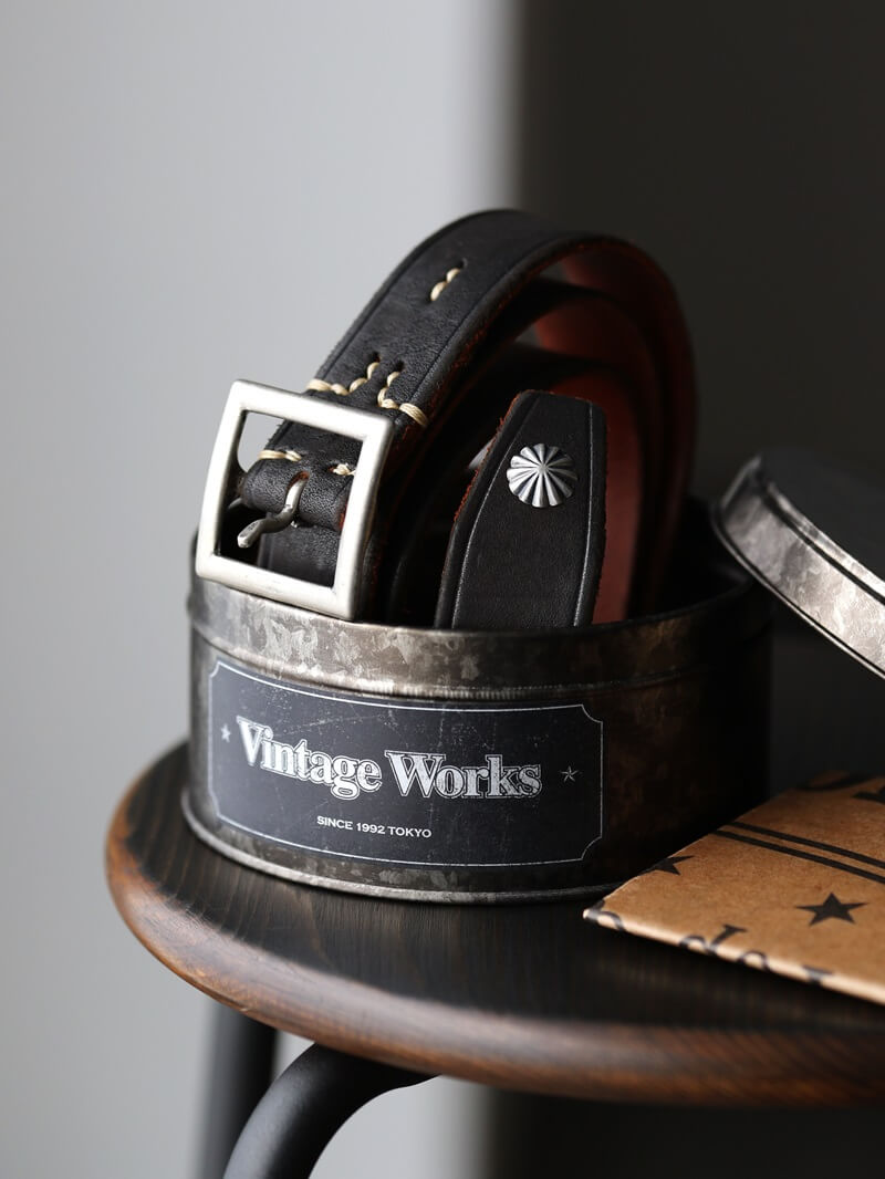 Vintage Works ヴィンテージワークス Leather belt 7Hole レザーベルト 7ホール コンチョ 茶芯 DH5727 CH-3