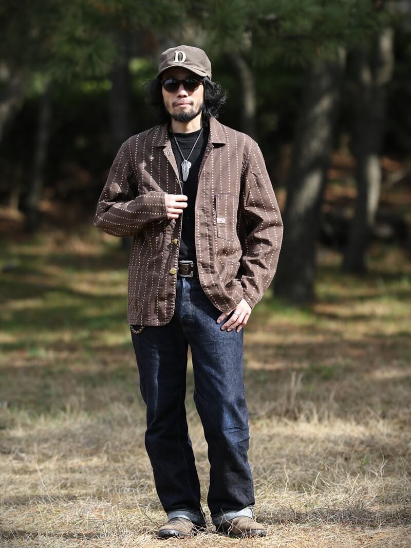 TCB jeans TCBジーンズ Cathartt Chore Coat Brown Paw Stripe キャットハート チョアコート