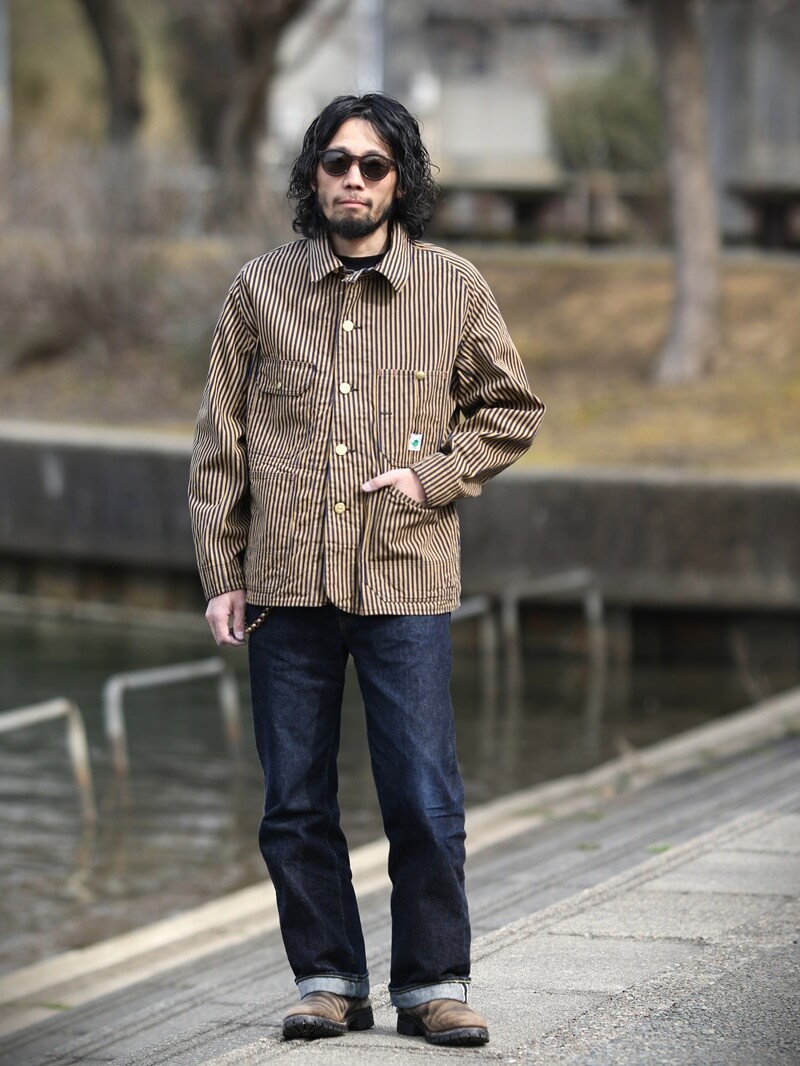 TCB jeans TCBジーンズ Cat Head Jacket Brown Tabby Stripe キャットヘッドジャケット ブラウンヒッコリー