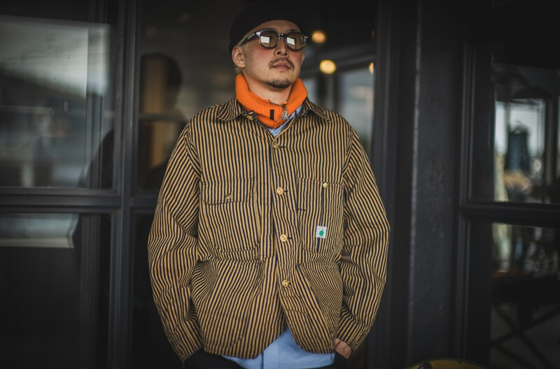 TCB jeans TCBジーンズ Cat Head Jacket Brown Tabby Stripe キャットヘッドジャケット ブラウンヒッコリー