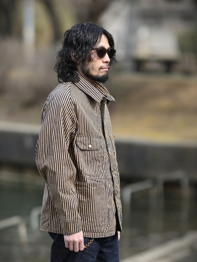 TCB jeans TCBジーンズ Cat Head Jacket Brown Tabby Stripe キャットヘッドジャケット ブラウンヒッコリー