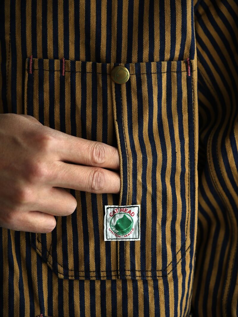 TCB jeans TCBジーンズ Cat Head Jacket Brown Tabby Stripe キャットヘッドジャケット ブラウンヒッコリー