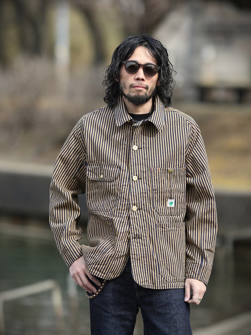 TCB jeans TCBジーンズ Cat Head Jacket Brown Tabby Stripe キャットヘッドジャケット ブラウンヒッコリー