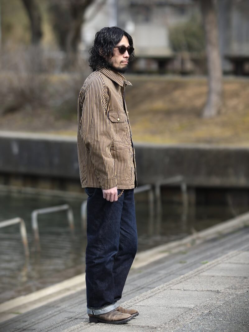 TCB jeans TCBジーンズ Cat Head Jacket Brown Tabby Stripe キャットヘッドジャケット ブラウンヒッコリー