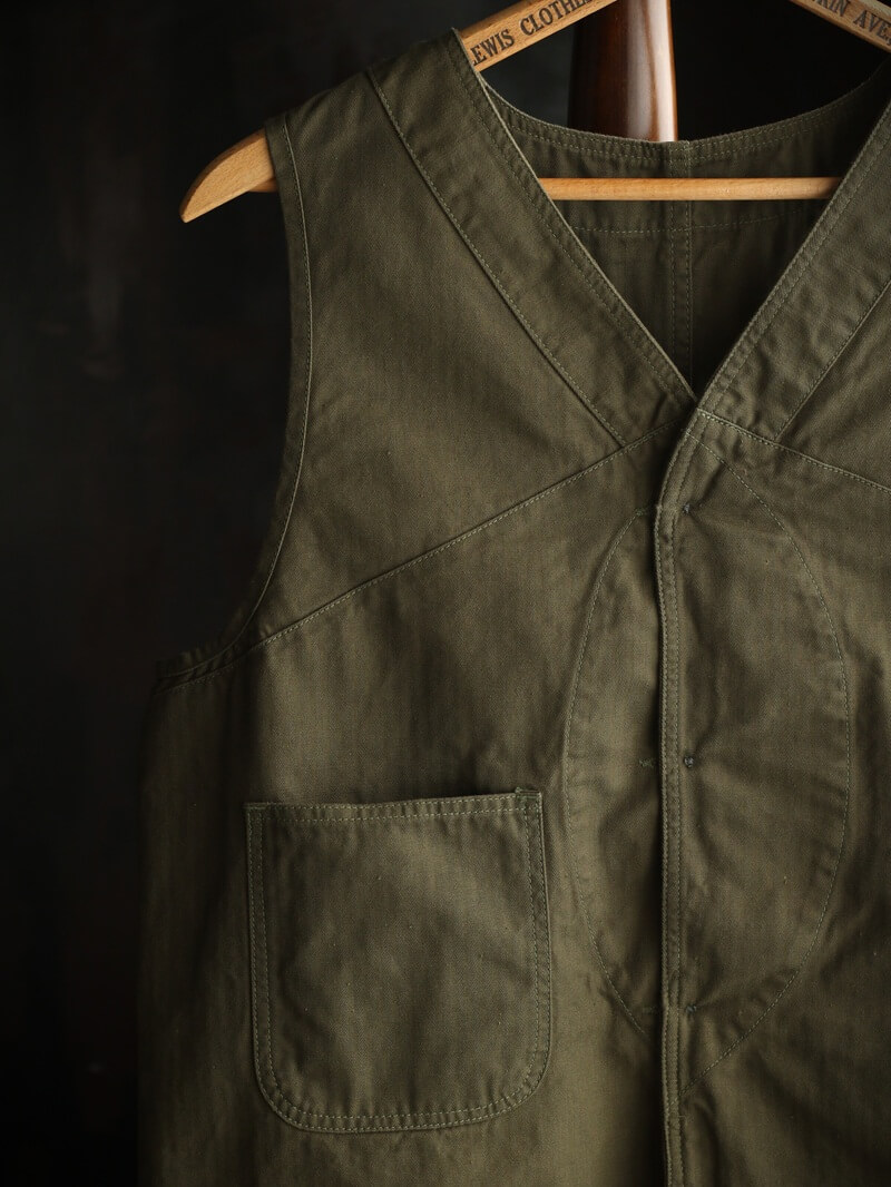 TCB jeans TCBジーンズ Huntsman Vest Neppy Green Herringbone ハンツマンベスト ヘリンボーン