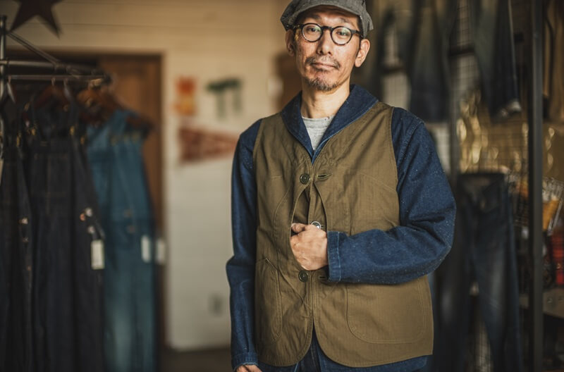 TCB jeans TCBジーンズ Huntsman Vest Neppy Green Herringbone ハンツマンベスト ヘリンボーン