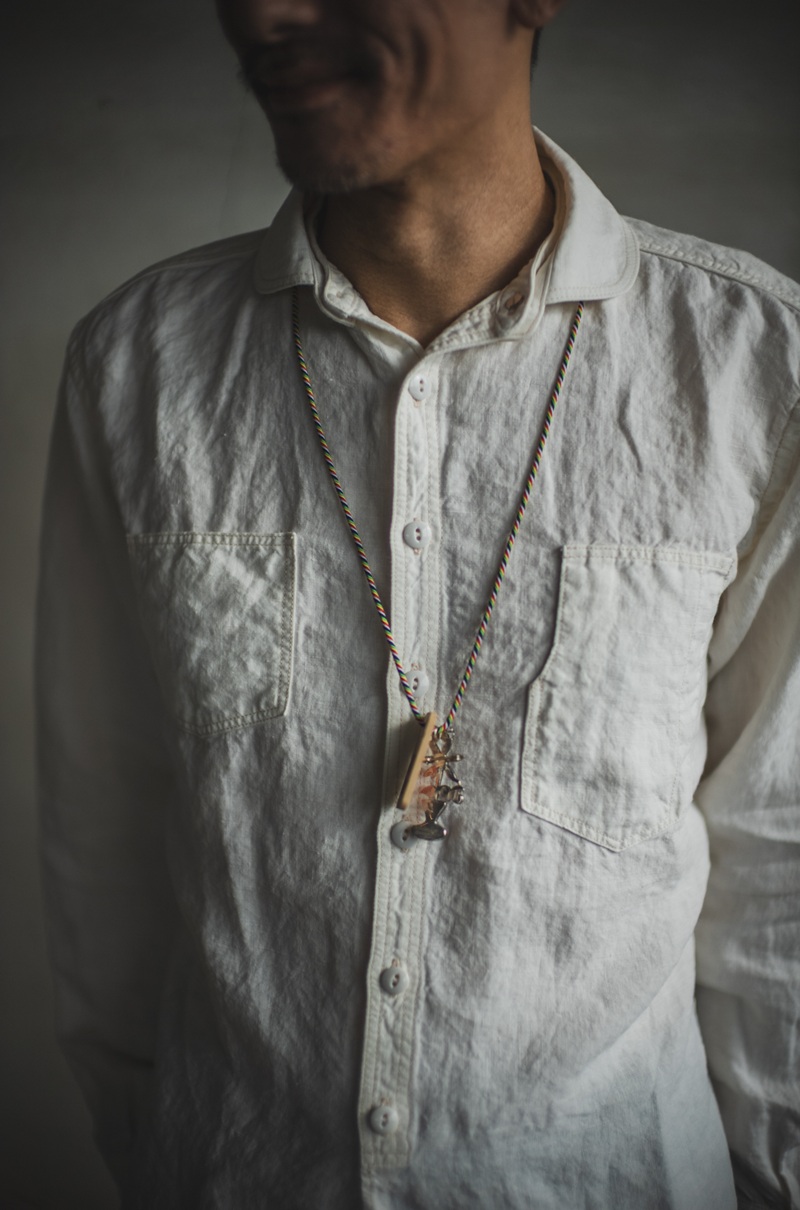 TCB jeans TCBジーンズ Detachable Collar Work Shirt  Beige Stripe デタッチャブルカラーワークシャツ ベージュストライプ