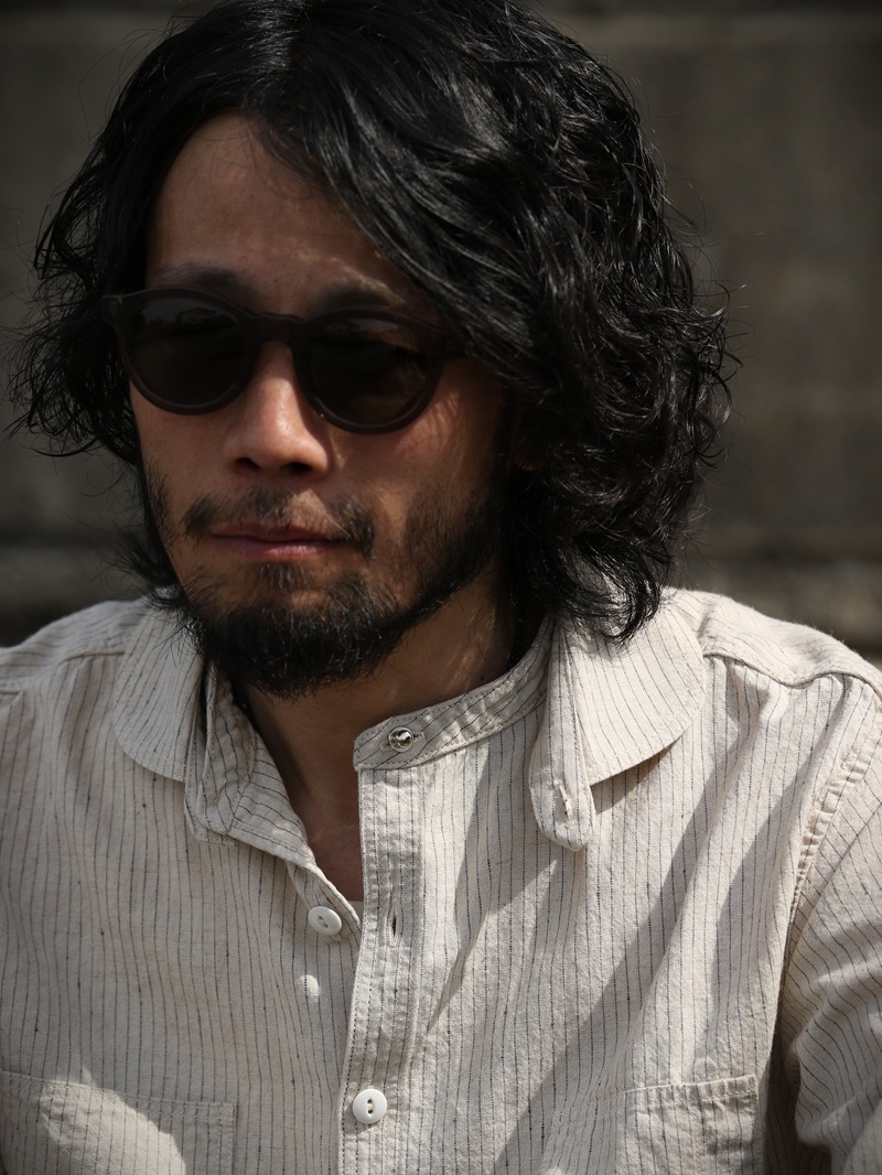 TCB jeans TCBジーンズ Detachable Collar Work Shirt  Beige Stripe デタッチャブルカラーワークシャツ ベージュストライプ