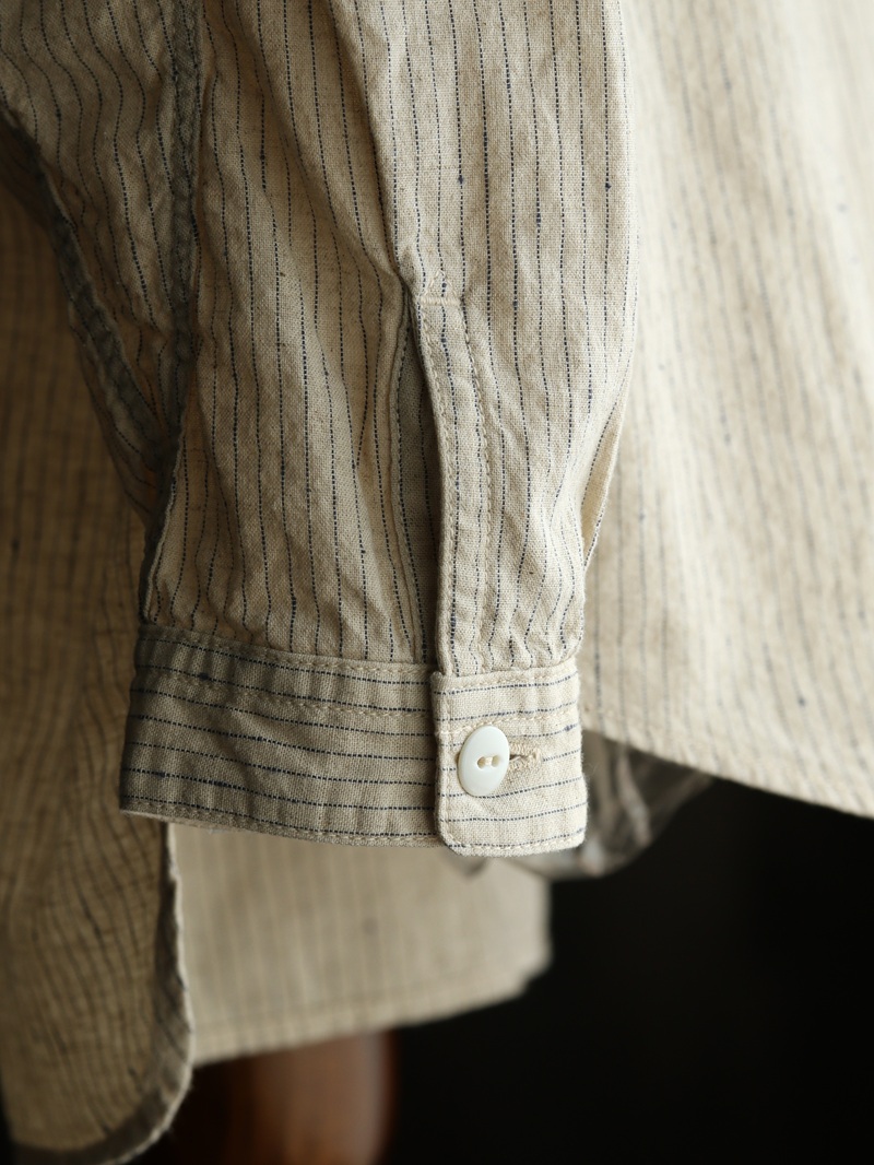 TCB jeans TCBジーンズ Detachable Collar Work Shirt  Beige Stripe デタッチャブルカラーワークシャツ ベージュストライプ