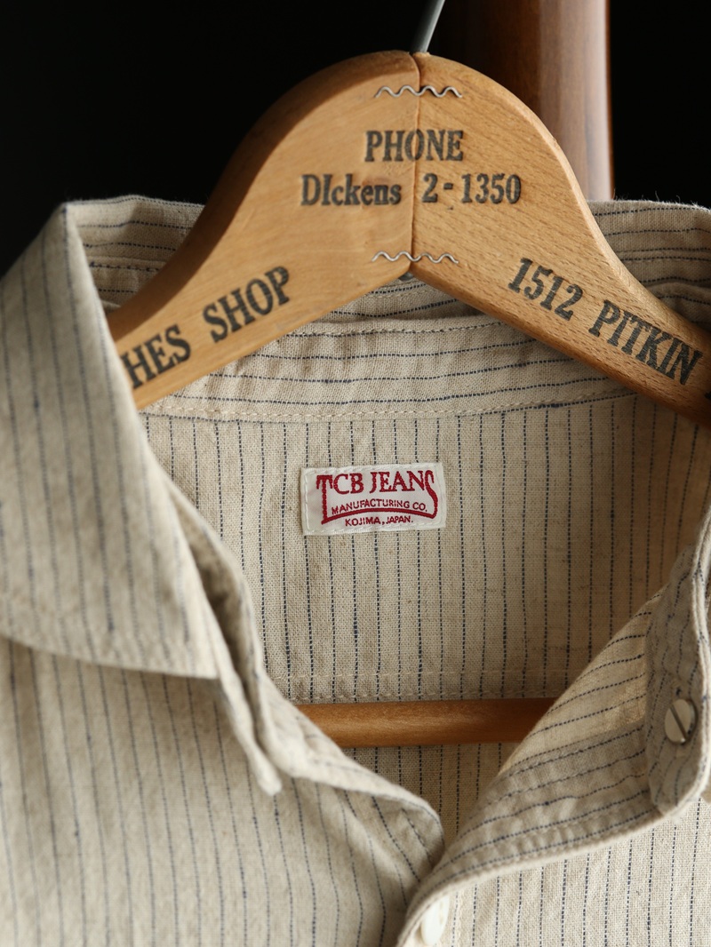 TCB jeans TCBジーンズ Detachable Collar Work Shirt  Beige Stripe デタッチャブルカラーワークシャツ ベージュストライプ