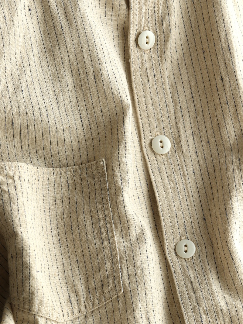 TCB jeans TCBジーンズ Detachable Collar Work Shirt  Beige Stripe デタッチャブルカラーワークシャツ ベージュストライプ