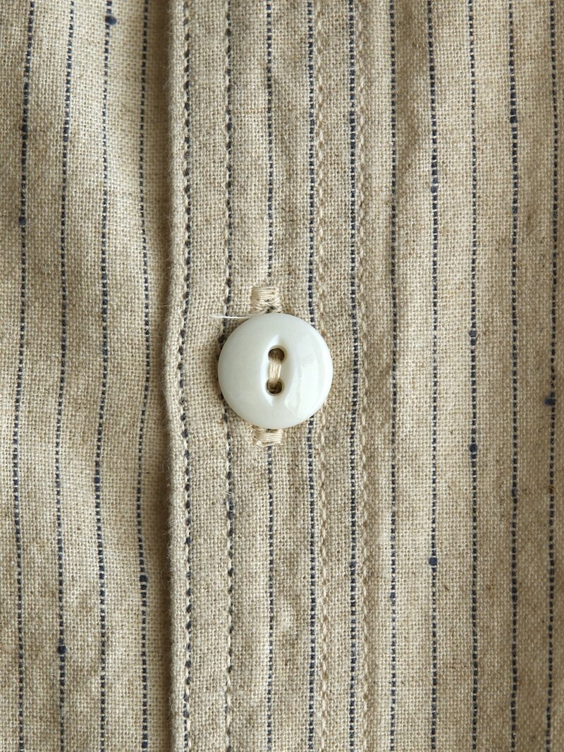 TCB jeans TCBジーンズ Detachable Collar Work Shirt  Beige Stripe デタッチャブルカラーワークシャツ ベージュストライプ