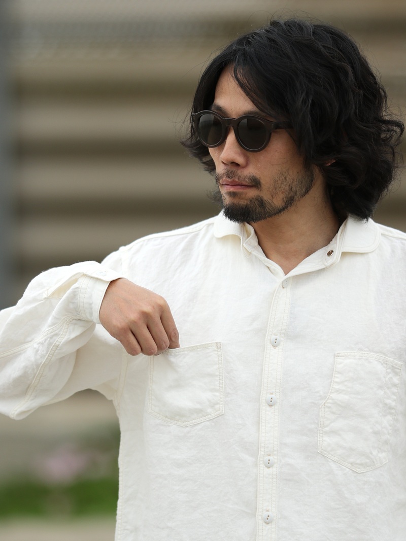TCB jeans TCBジーンズ Detachable Collar Work Shirt  Linen デタッチャブルカラーワークシャツ リネン