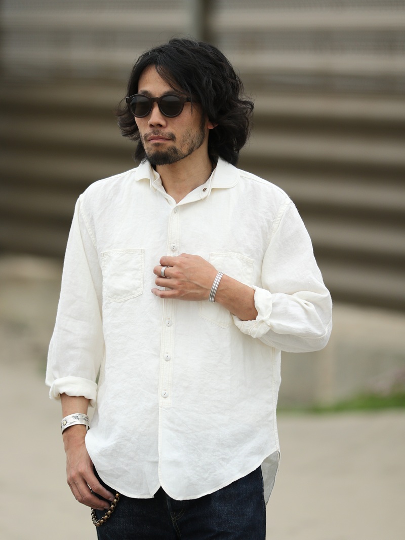 TCB jeans TCBジーンズ Detachable Collar Work Shirt  Linen デタッチャブルカラーワークシャツ リネン