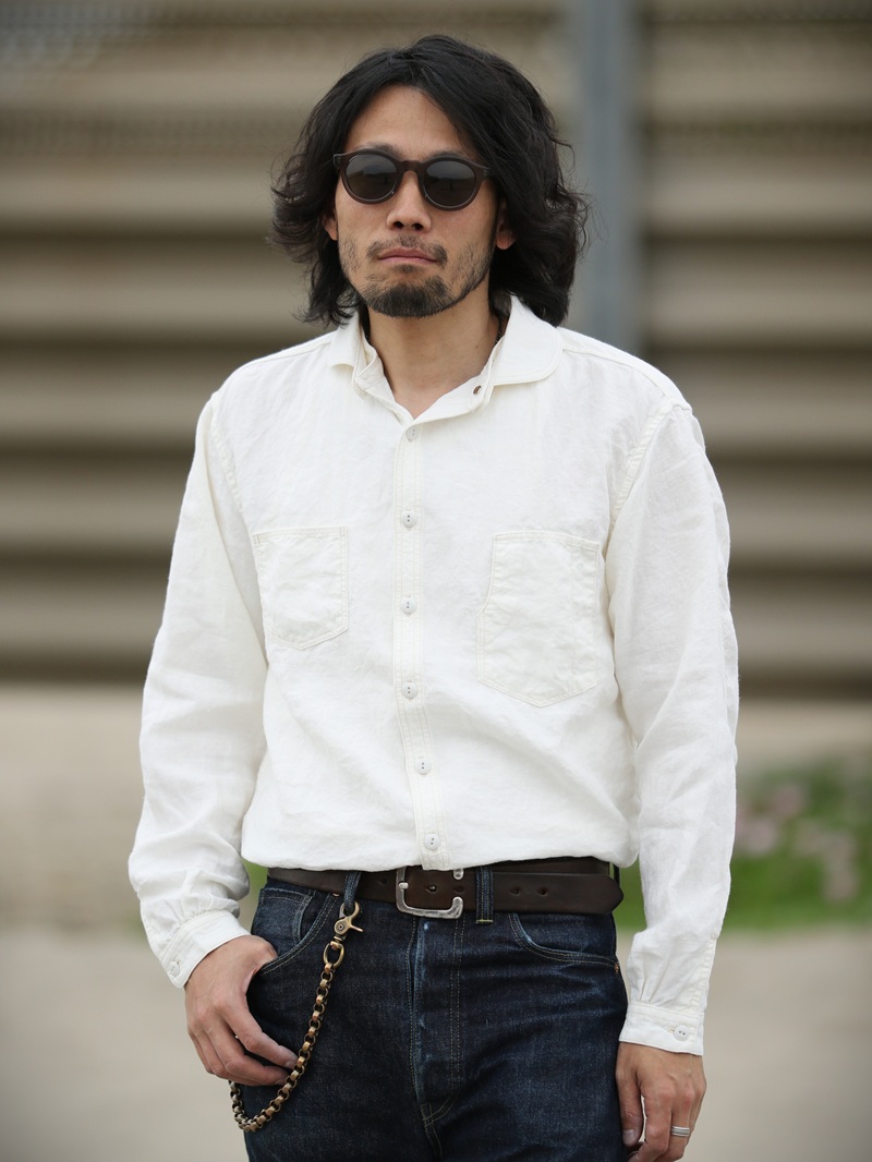 TCB jeans TCBジーンズ Detachable Collar Work Shirt  Linen デタッチャブルカラーワークシャツ リネン