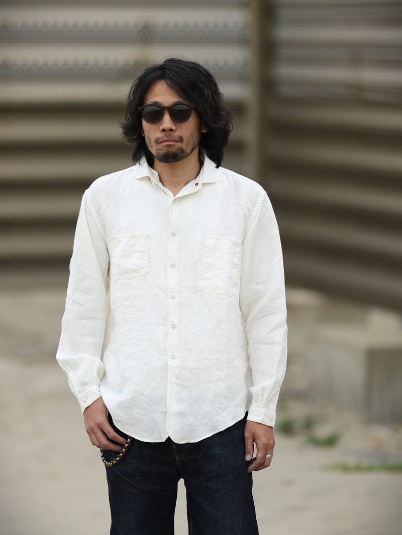 TCB jeans TCBジーンズ Detachable Collar Work Shirt  Linen デタッチャブルカラーワークシャツ リネン
