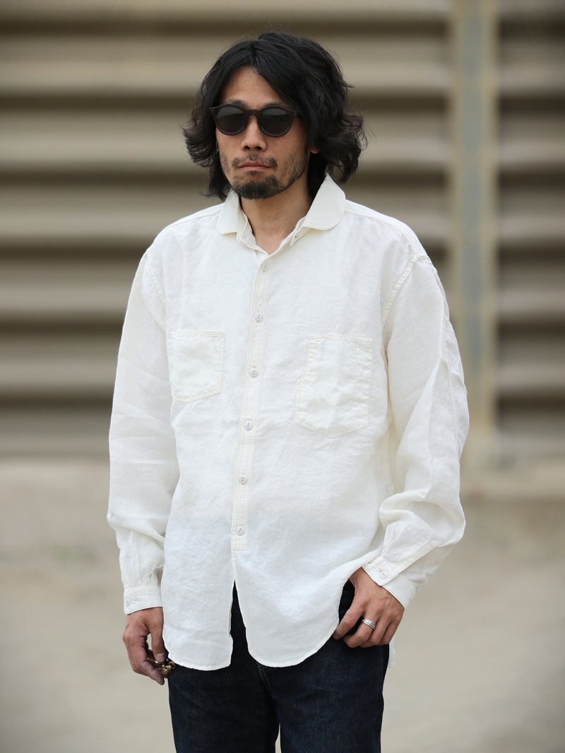 TCB jeans TCBジーンズ Detachable Collar Work Shirt  Linen デタッチャブルカラーワークシャツ リネン