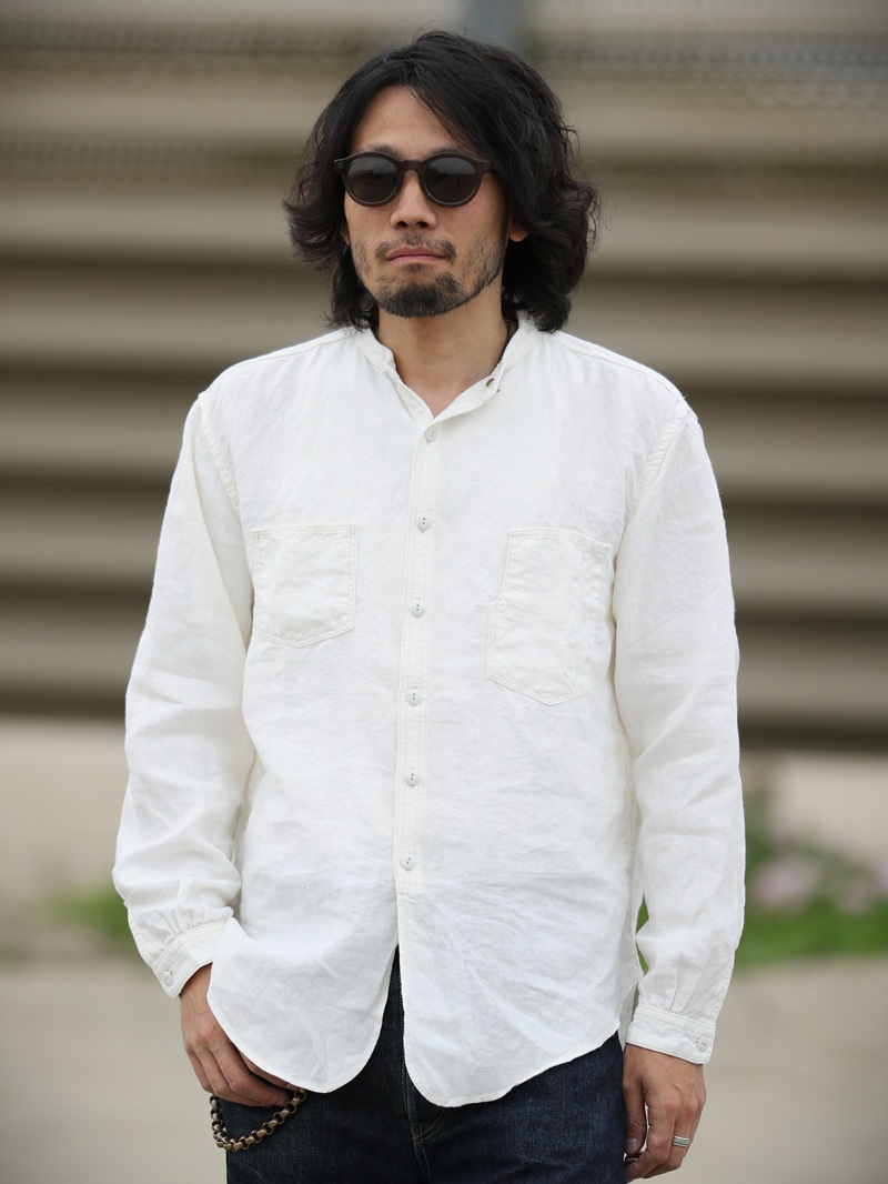 TCB jeans TCBジーンズ Detachable Collar Work Shirt  Linen デタッチャブルカラーワークシャツ リネン