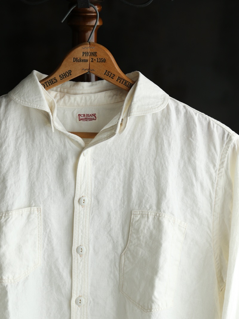 TCB jeans TCBジーンズ Detachable Collar Work Shirt  Linen デタッチャブルカラーワークシャツ リネン