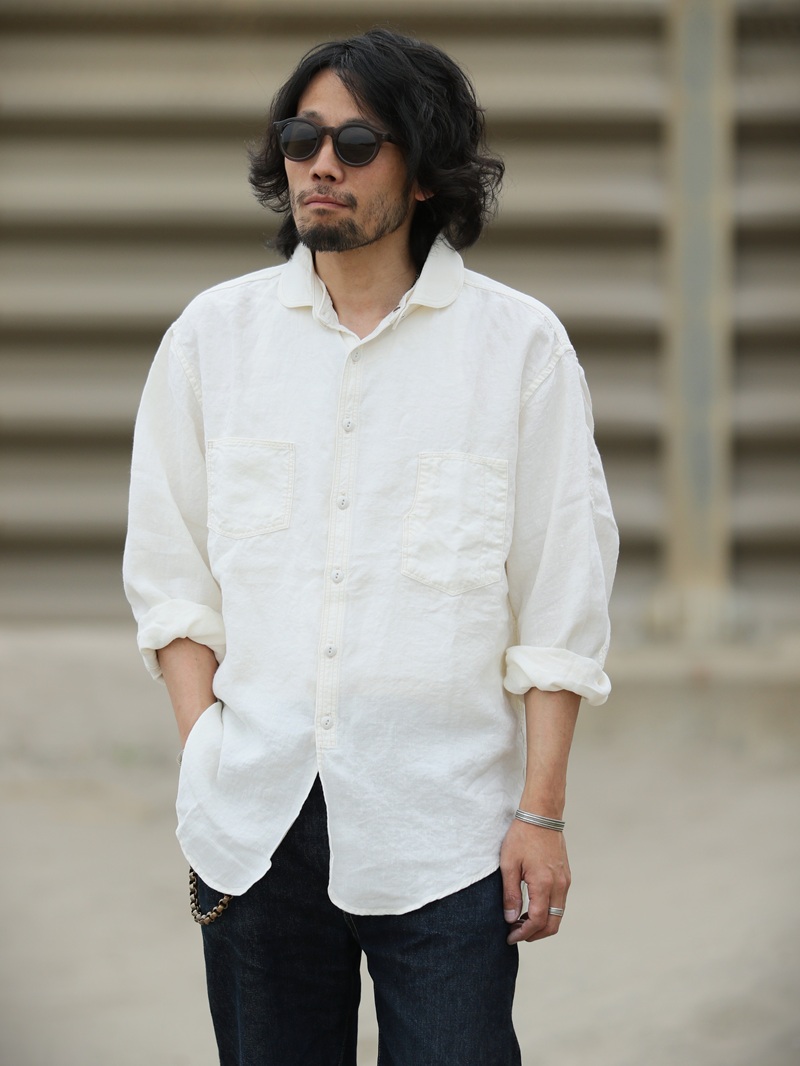 TCB jeans TCBジーンズ Detachable Collar Work Shirt  Linen デタッチャブルカラーワークシャツ リネン