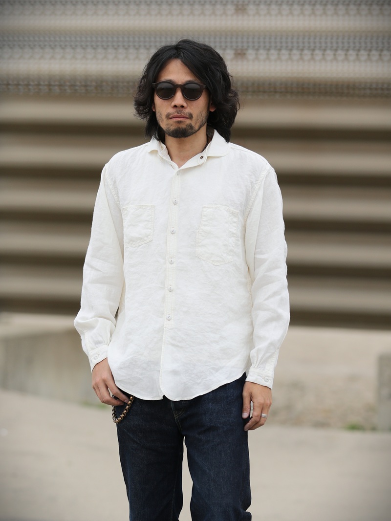 TCB jeans TCBジーンズ Detachable Collar Work Shirt  Linen デタッチャブルカラーワークシャツ リネン