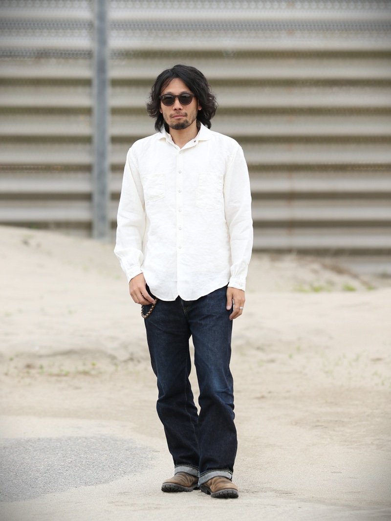 TCB jeans TCBジーンズ Detachable Collar Work Shirt  Linen デタッチャブルカラーワークシャツ リネン