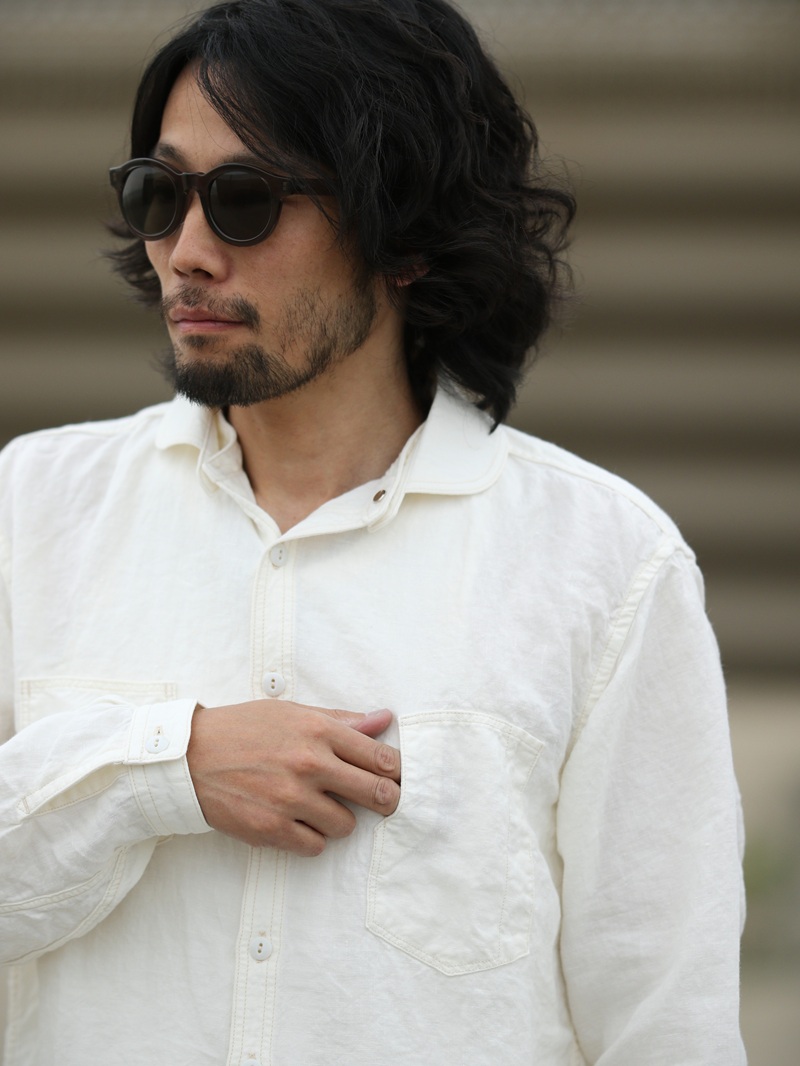 TCB jeans TCBジーンズ Detachable Collar Work Shirt  Linen デタッチャブルカラーワークシャツ リネン