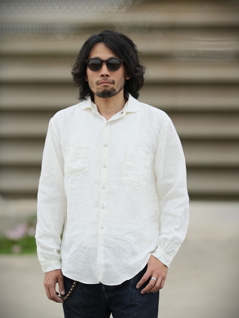 TCB jeans TCBジーンズ Detachable Collar Work Shirt  Linen デタッチャブルカラーワークシャツ リネン