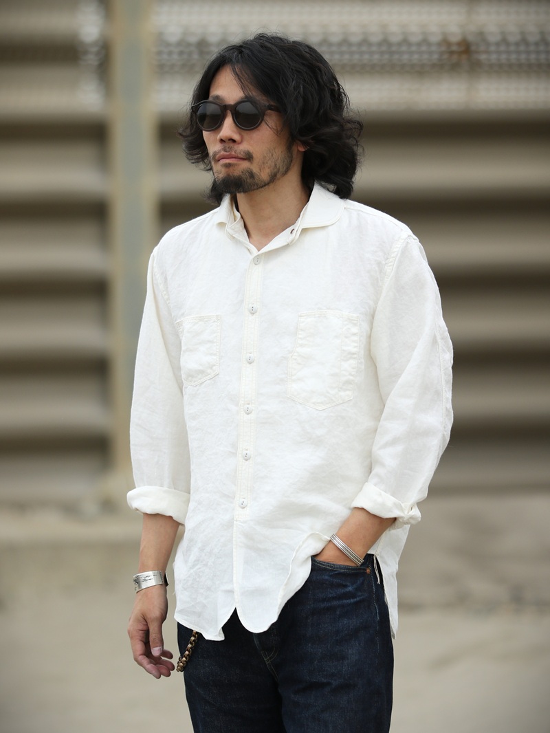 TCB jeans TCBジーンズ Detachable Collar Work Shirt  Linen デタッチャブルカラーワークシャツ リネン